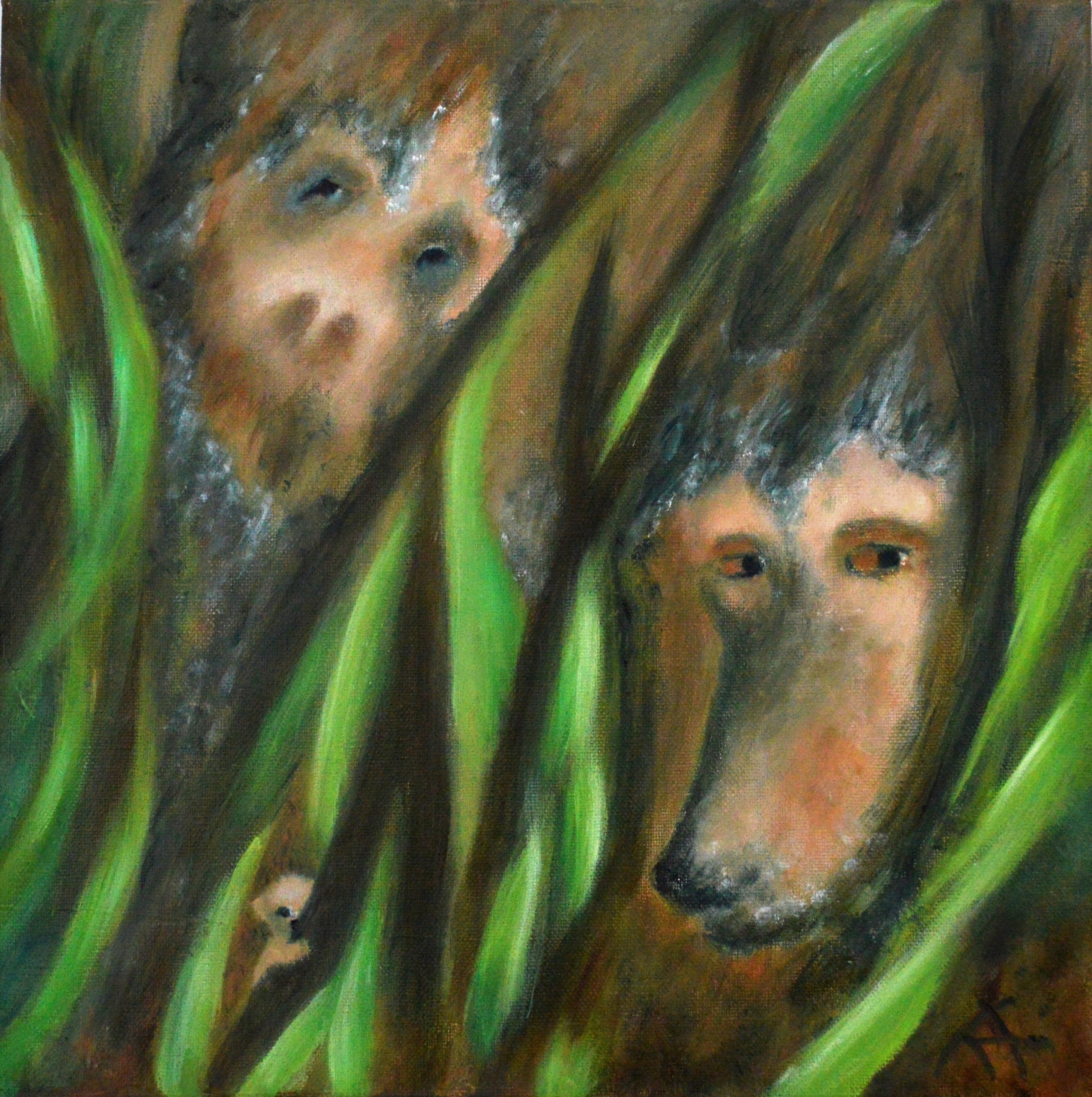 Watching from the Wood 30x30cm, 12x12ins